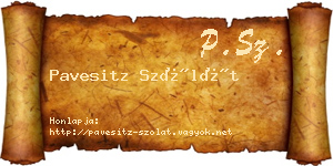 Pavesitz Szólát névjegykártya